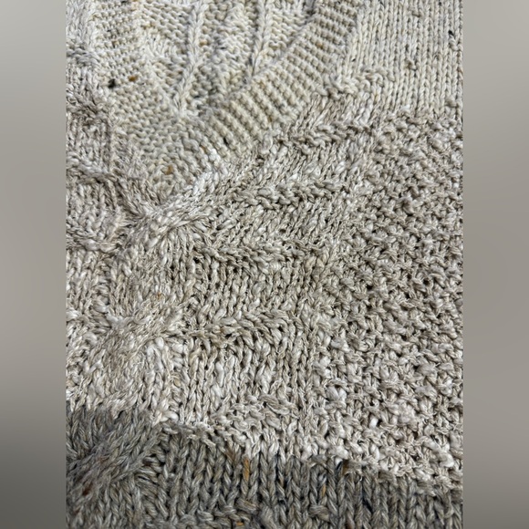 Liz Claiborne Vintage M Colorblock Cream Gray Sleeveless Chunky Knit Sweater - Picture 2 of 5